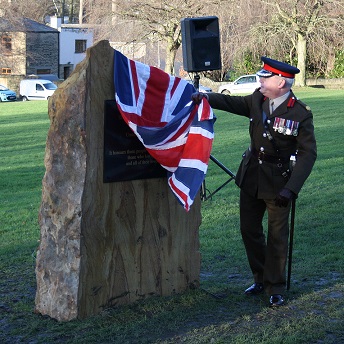 flag on the memorial stone